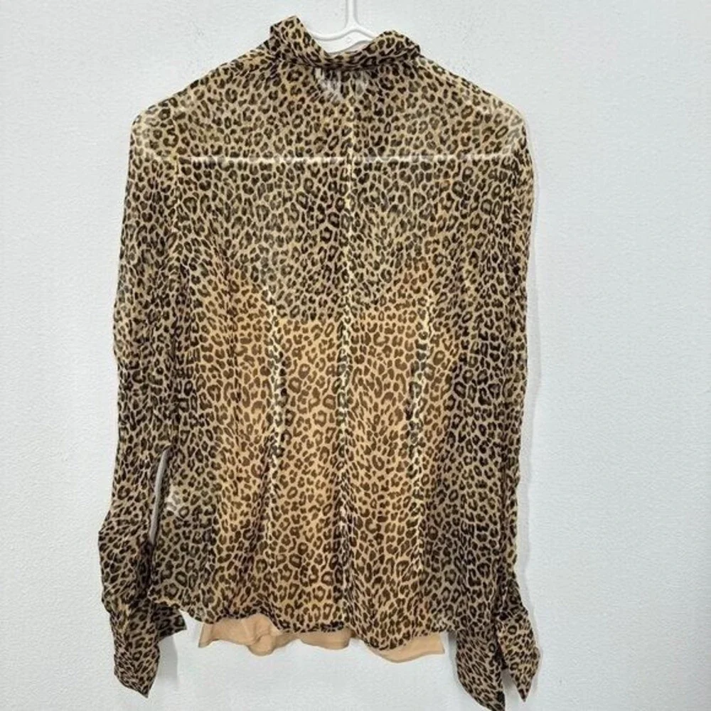 J. Crew Women's Size 4‎ Sheer Leopard Print Crinkle Chiffon Button Up Blouse NWT